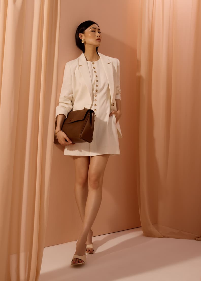 Rani Textured Button Down Shift Mini Dress | Love, Bonito SG
