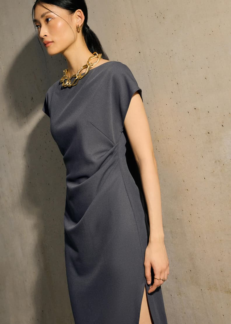 Hansa Boat Neck Column Drape Midaxi Dress | Love, Bonito INTL
