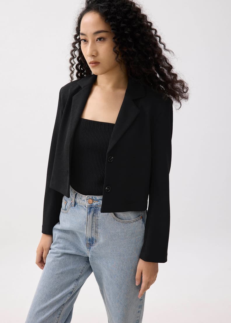 2plan Le Berry Mac crop blazer グレー M Komplety - Clabre
