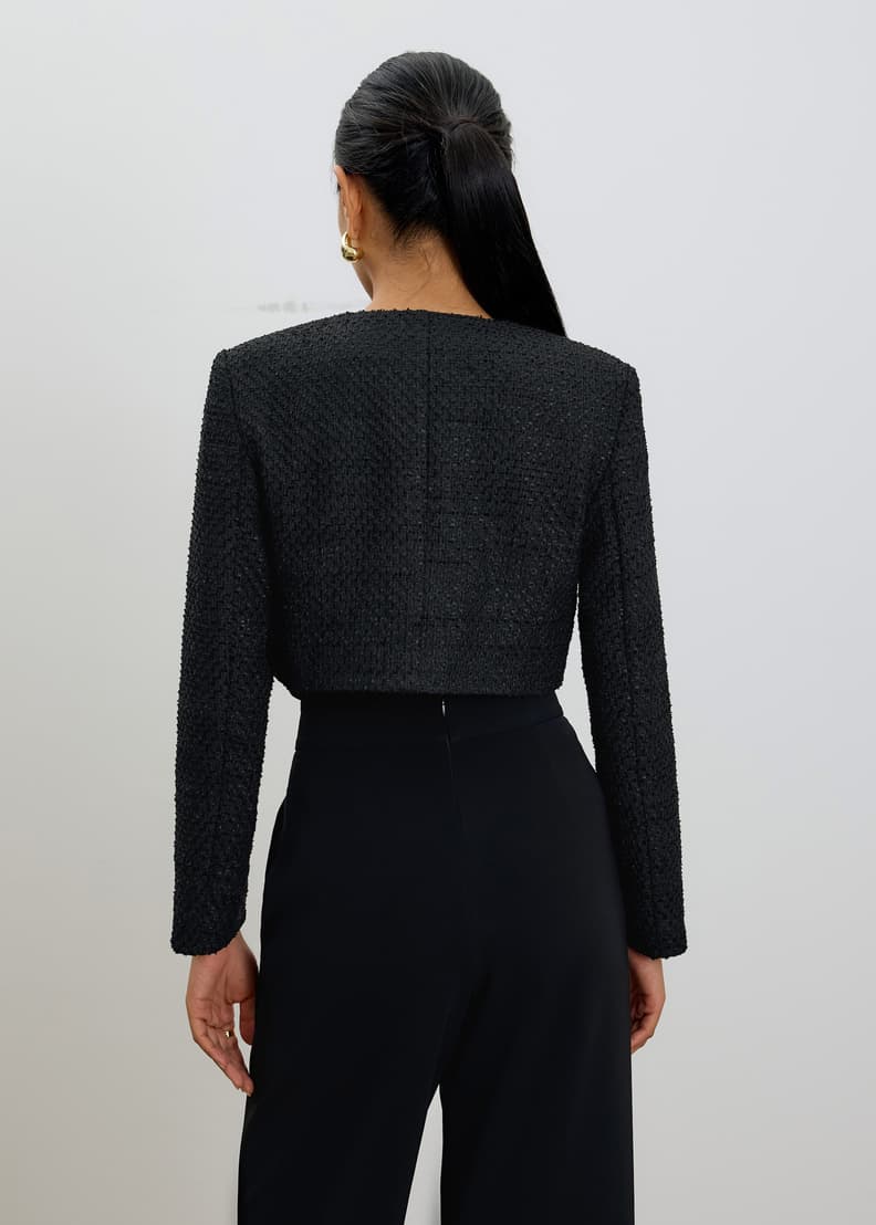 RuchedReady® Fumiko Ribbon Tweed Crop Jacket | Love, Bonito INTL