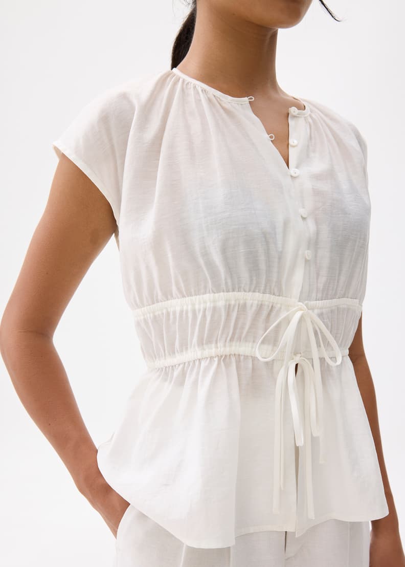 Elastic Notched Fit & Flare Blouse | Love, Bonito SG