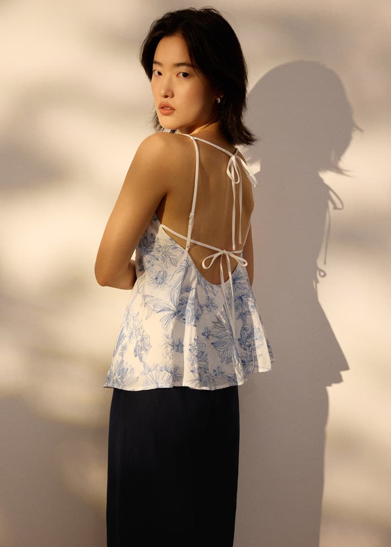 Broderie Straight Neck Trapeze Camisole Top | Love, Bonito US