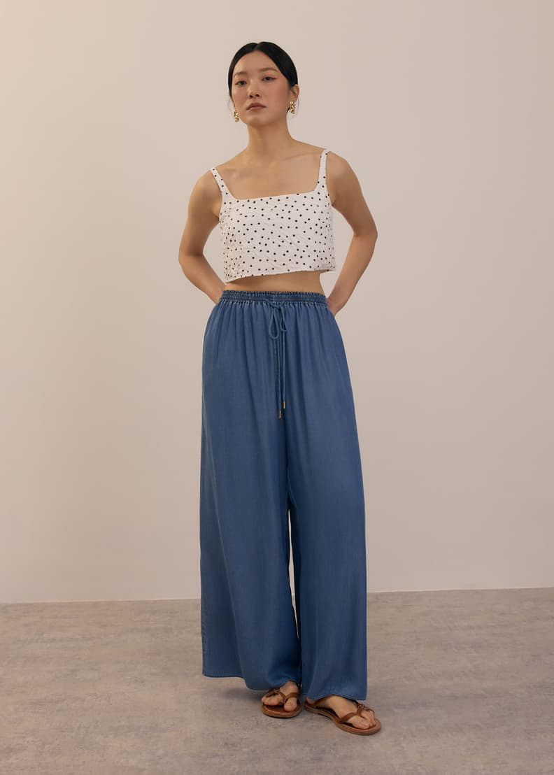 Padded Crinkled Polka Dot Crop Camisole Top | Love, Bonito US