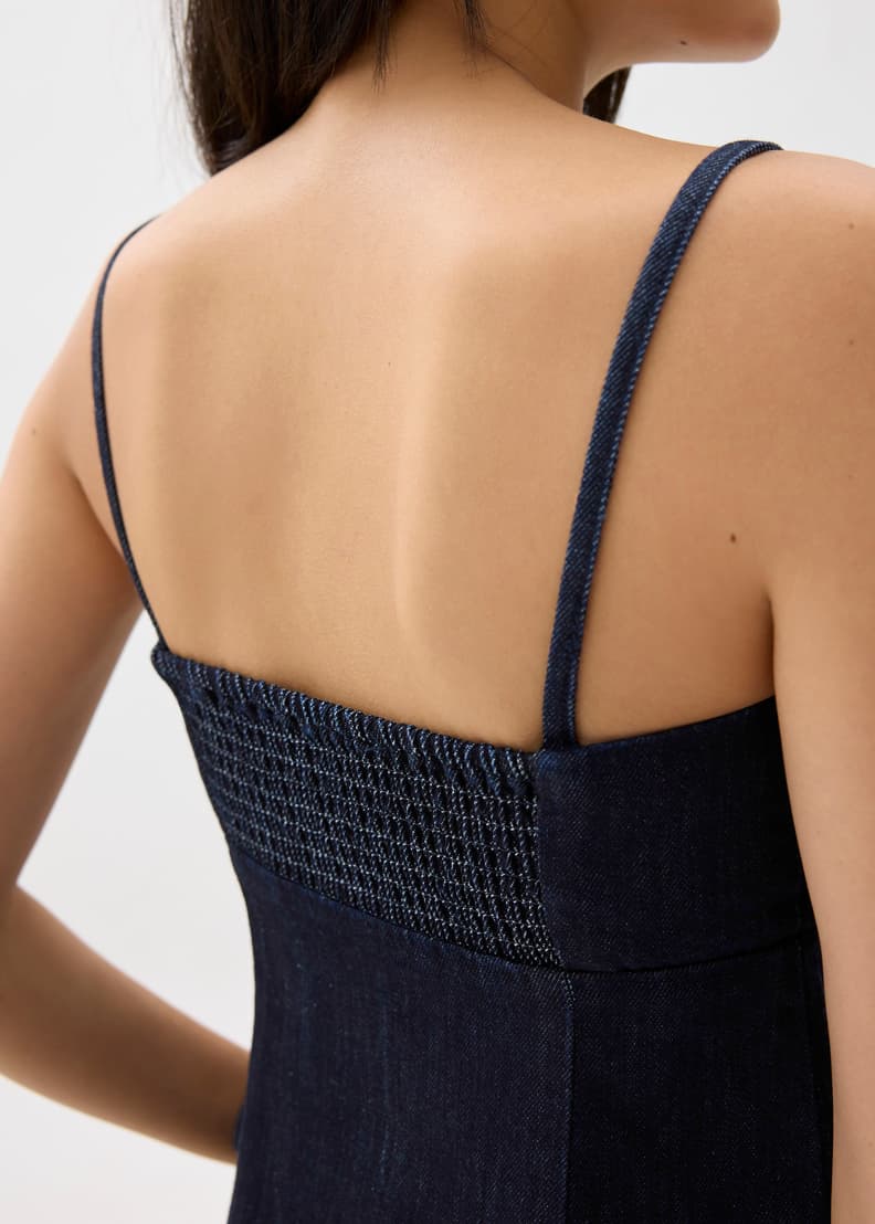 Denim Pleated Bustier Top | Love, Bonito INTL