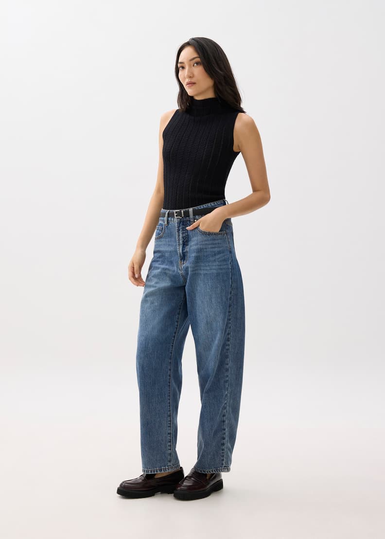 Sheer Mock Neck Fitted Knit Top | Love, Bonito SG