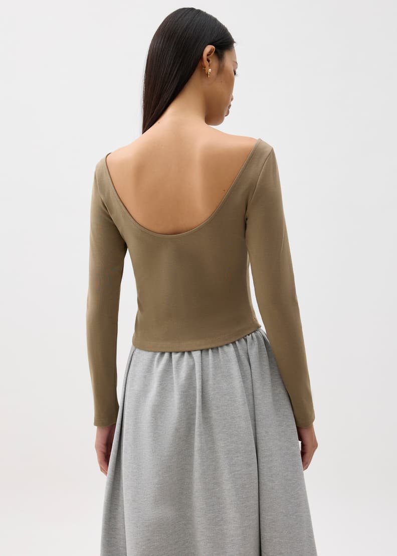 Jersey Boat Neck Fitted Top | Love, Bonito HK