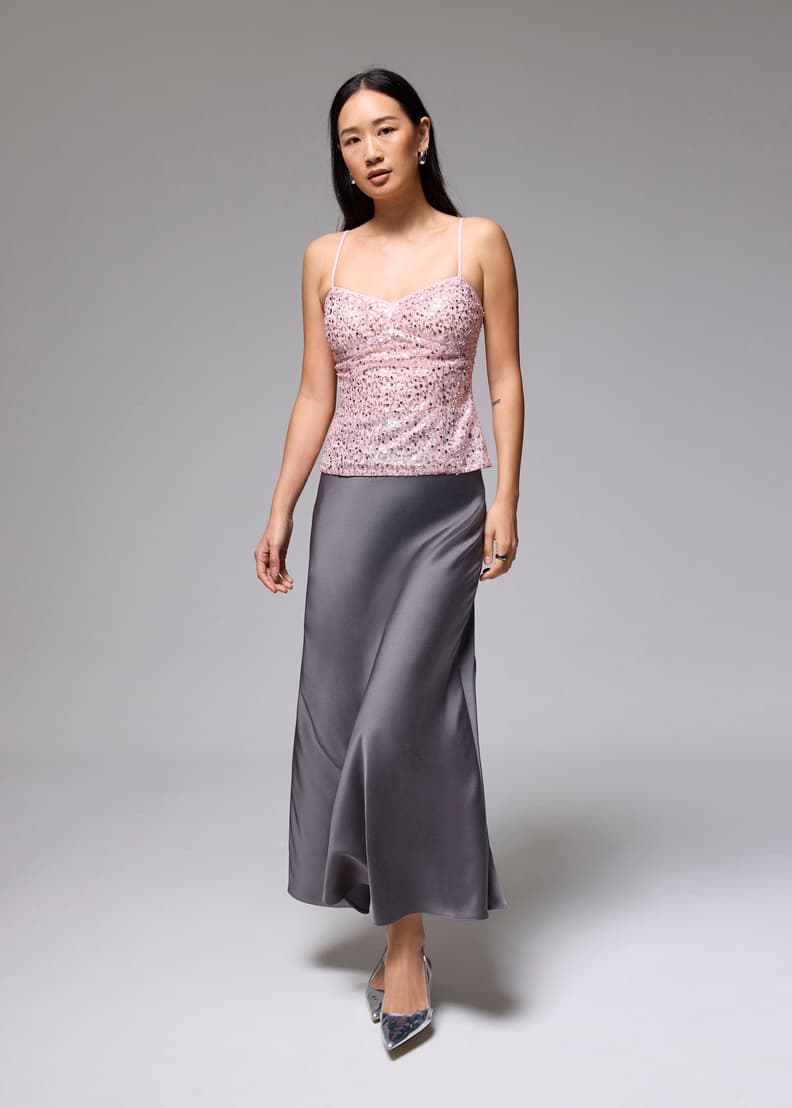 Padded Sequin V-neck Bustier Top | Love, Bonito SG