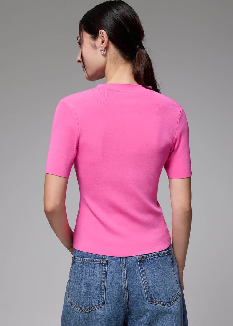 Knit Fitted Mandarin Collar Top | Love, Bonito INTL
