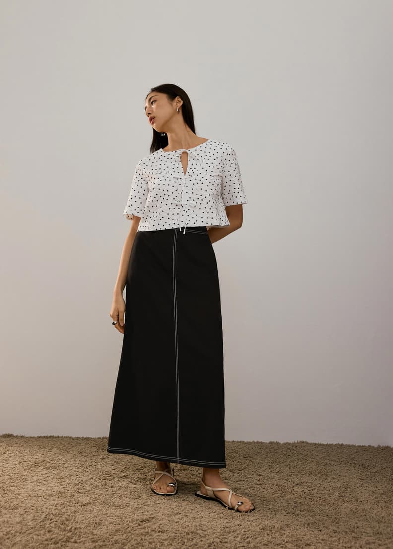 【美品】 Crop Dot Polka Crinkled Shell INTL Bonito Love, | Top トップス