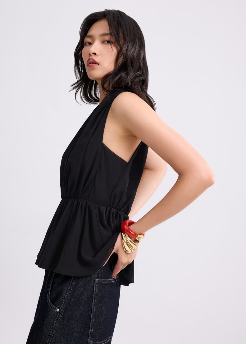 新品　Acka　 georgette peplum tops ペプラムトッ プス acka georgette peplum tops - メルカリ