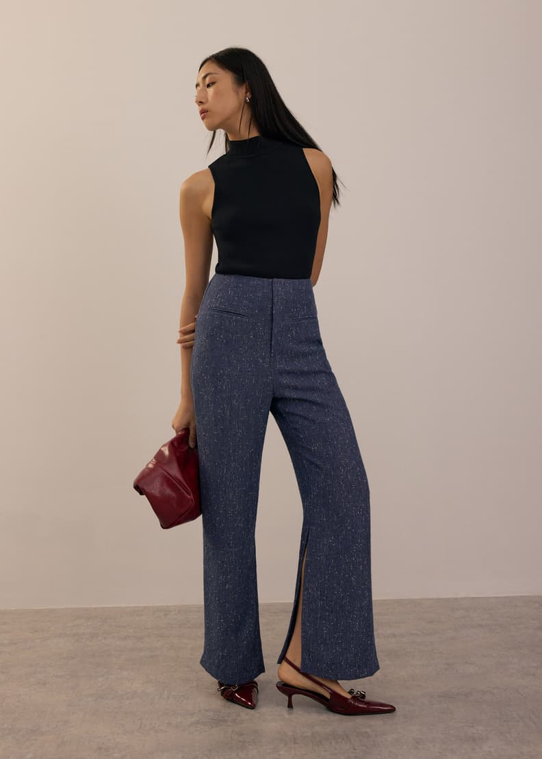 Leggy™ Elastic Tweed High Waist Kick Flare Pants | Love