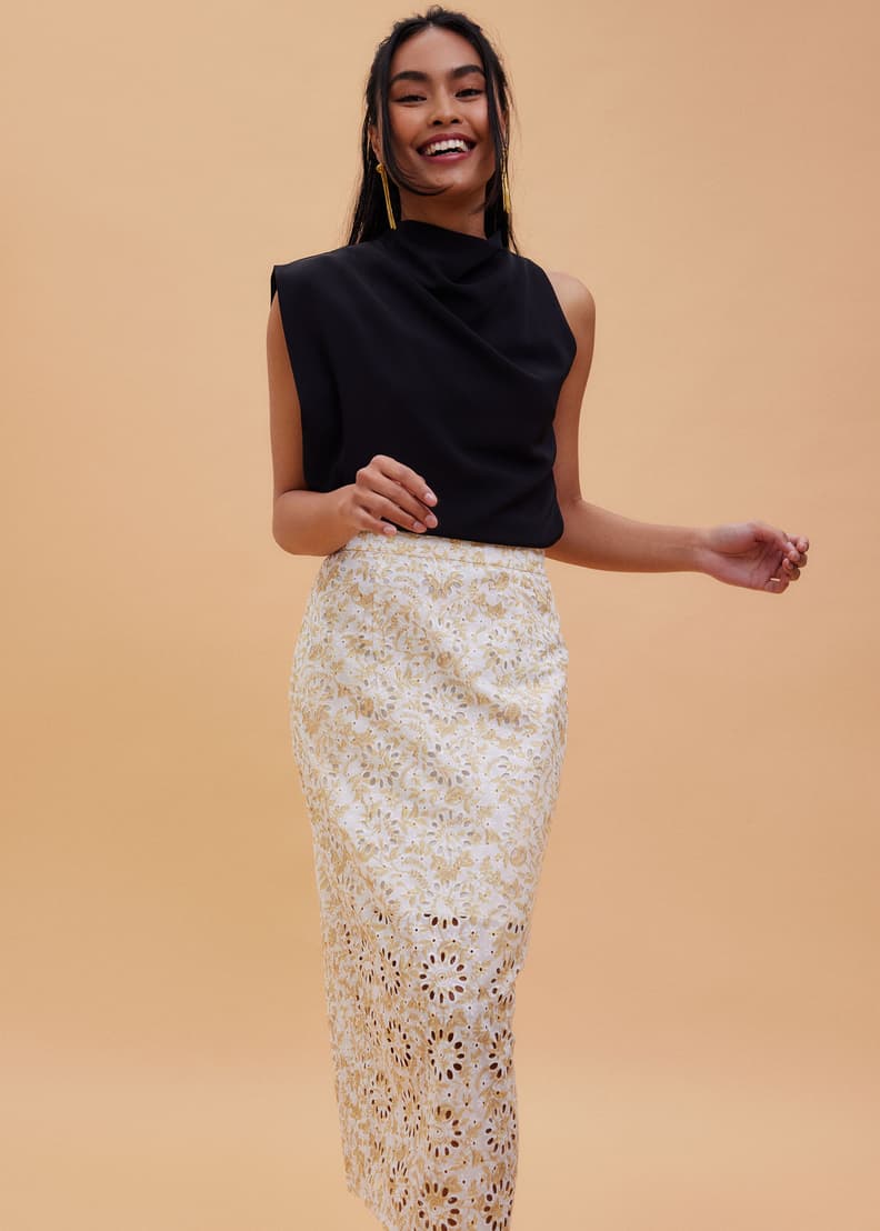 Floral Broderie Pencil Midaxi Skirt | Love, Bonito US