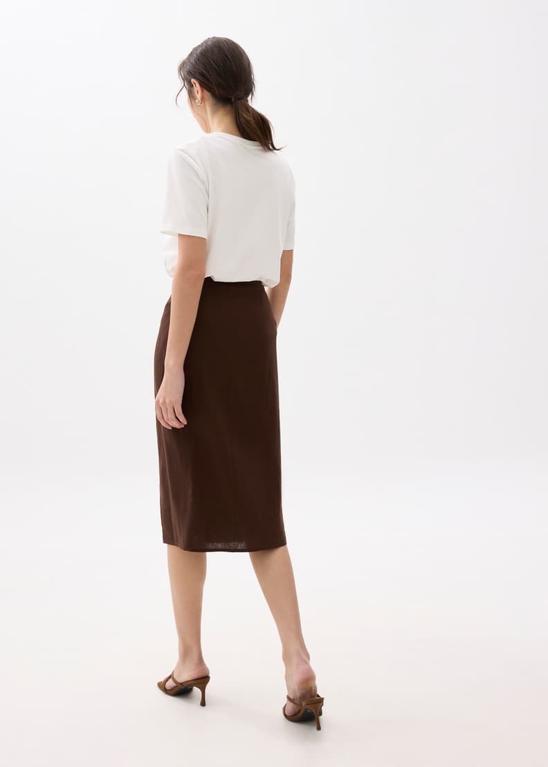 Brown high waisted pencil skirt clearance