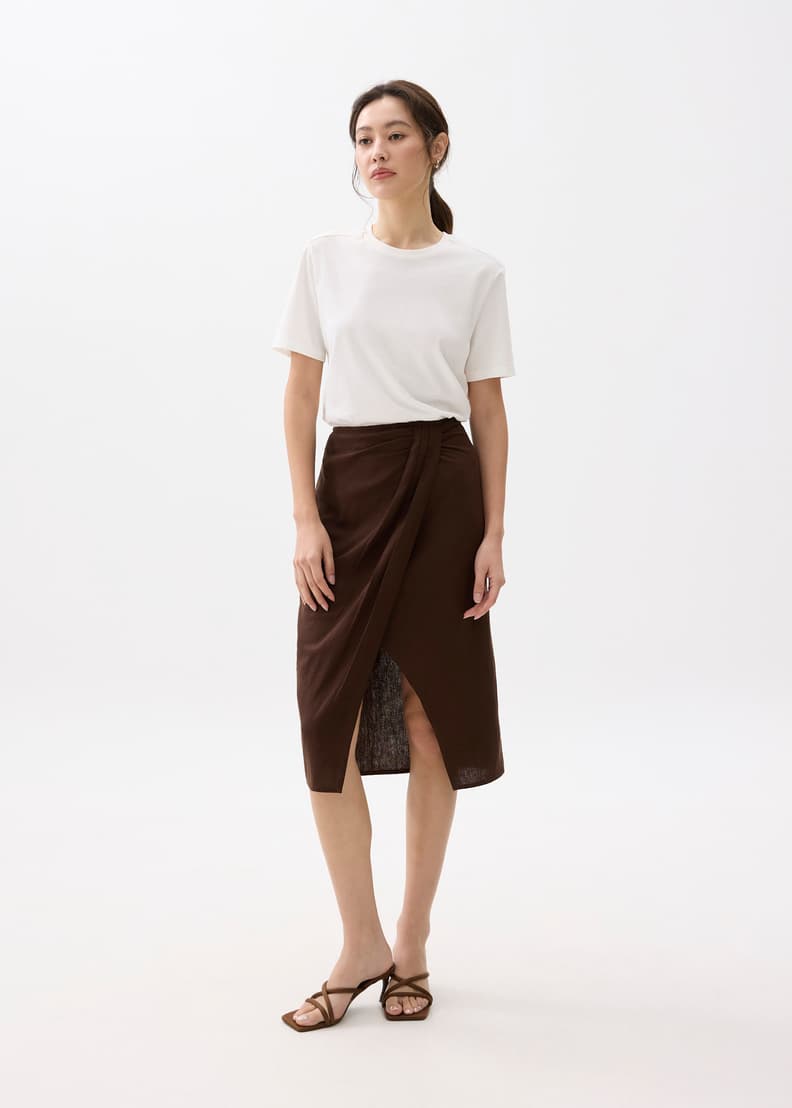 Upcycled High Waist Pencil Midi Skirt | Love, Bonito US