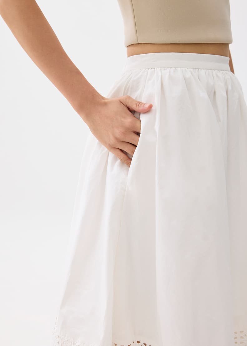 Elastic Broderie Fit & Flare Midaxi Skirt | Love, Bonito US