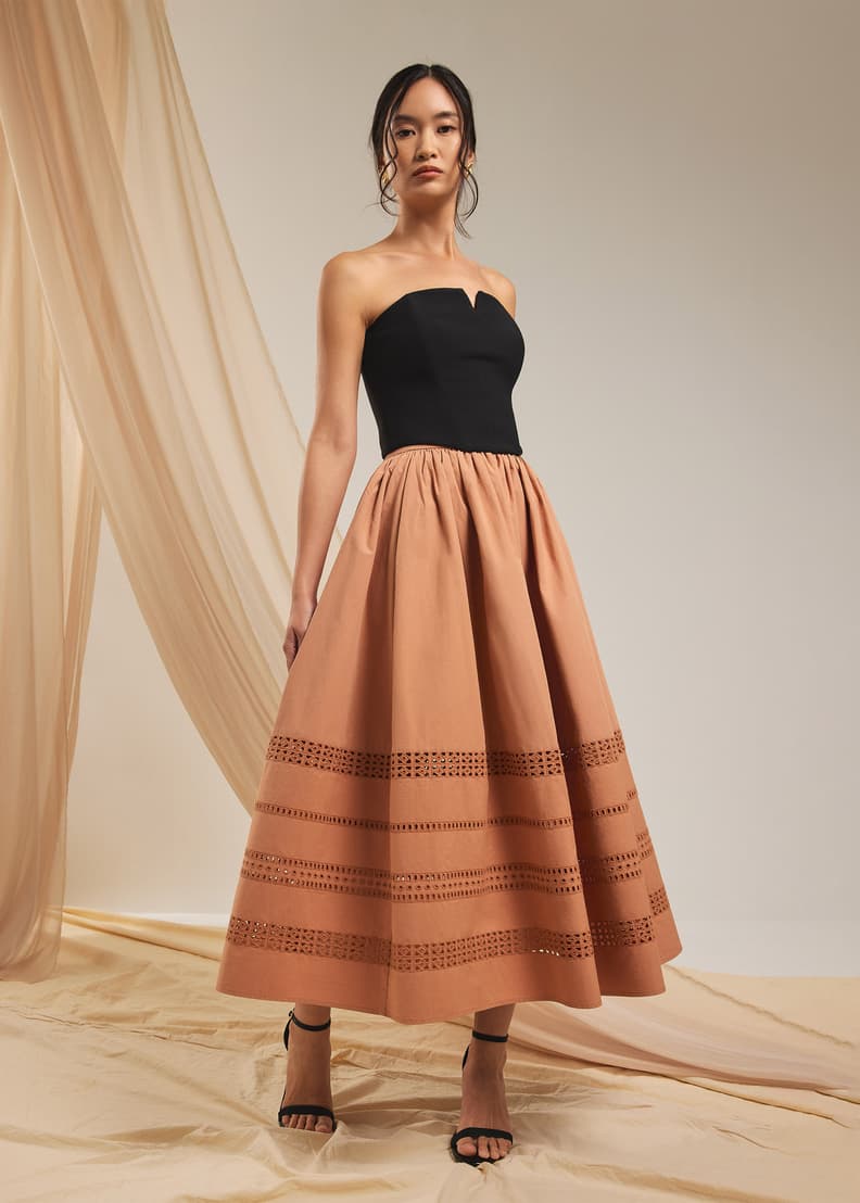 Stella Couture 24163 Strappy Back Drape Skirt Dress
