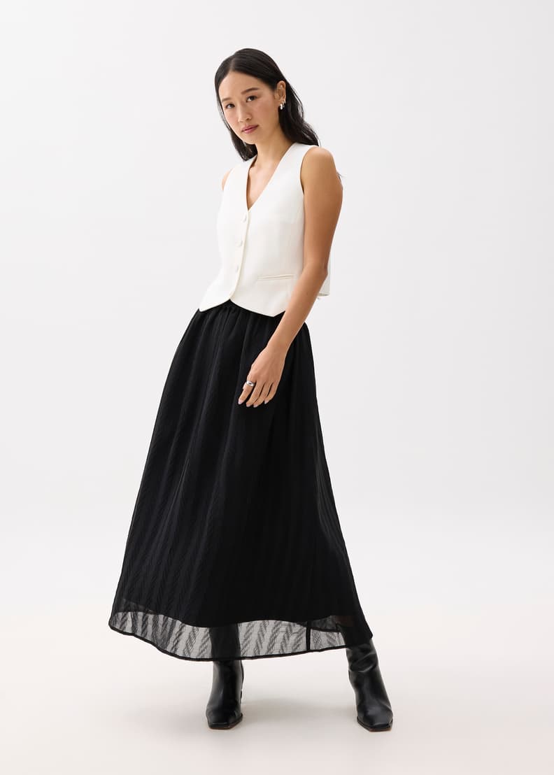 Smooth Mood ♥ Neely Tiered Skirt /追跡付 High Slit Maxi Knit Skirt | Windsor