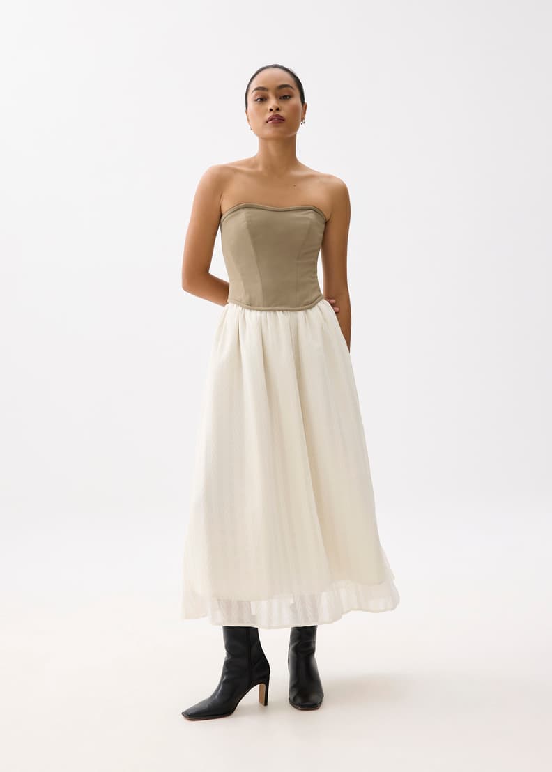【PARTIMENTO】POCKET POINTED FLARE MAXI SKIRT ロングスカート Long, flared skirt with big pockets in silk blend and