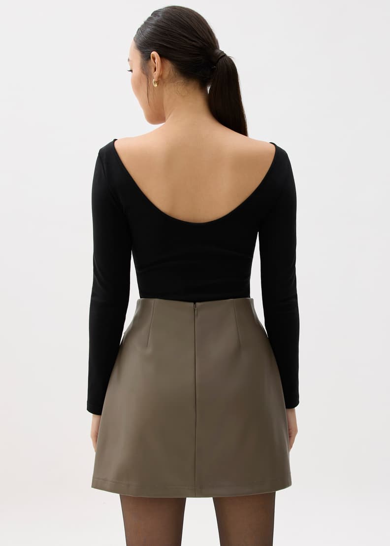 High Waist Vegan Leather A-line Mini Skirt | Love, Bonito HK