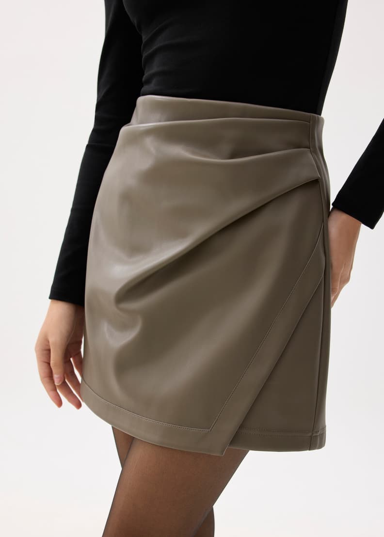 High Waist Vegan Leather A-line Mini Skirt | Love, Bonito HK