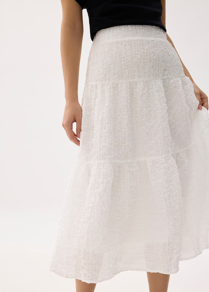High Waist Crinkled Tiered Flare Midi Skirt | Love, Bonito INTL
