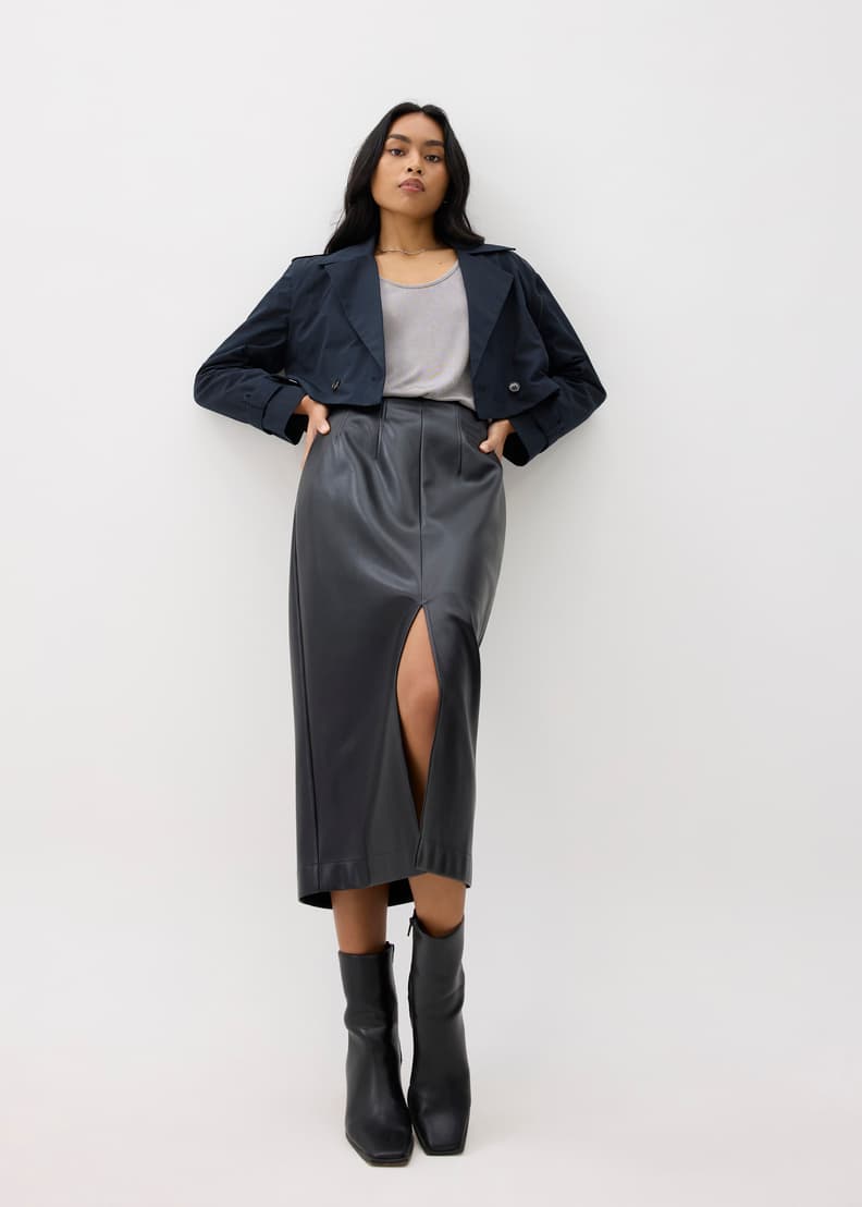 Vegan leather pencil skirt hot sale