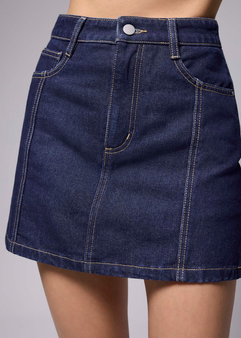 Denim High Waist A-line Mini Skirt | Love, Bonito INTL