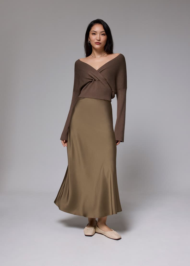 High Waist Satin Bias Cut Maxi Skirt | Love, Bonito US