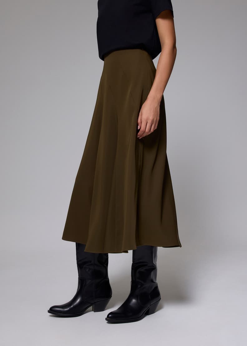 Elastic High Waist Asymmetric Panel Midaxi Skirt | Love