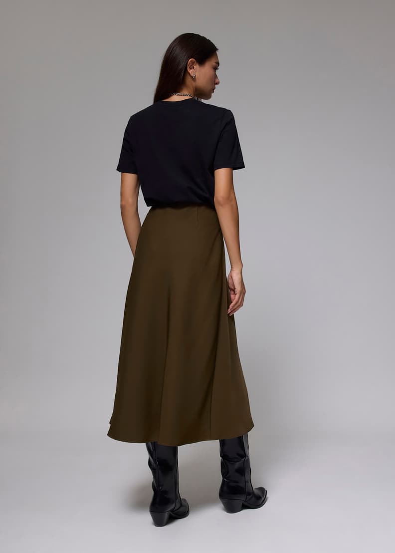 Elastic High Waist Asymmetric Panel Midaxi Skirt | Love