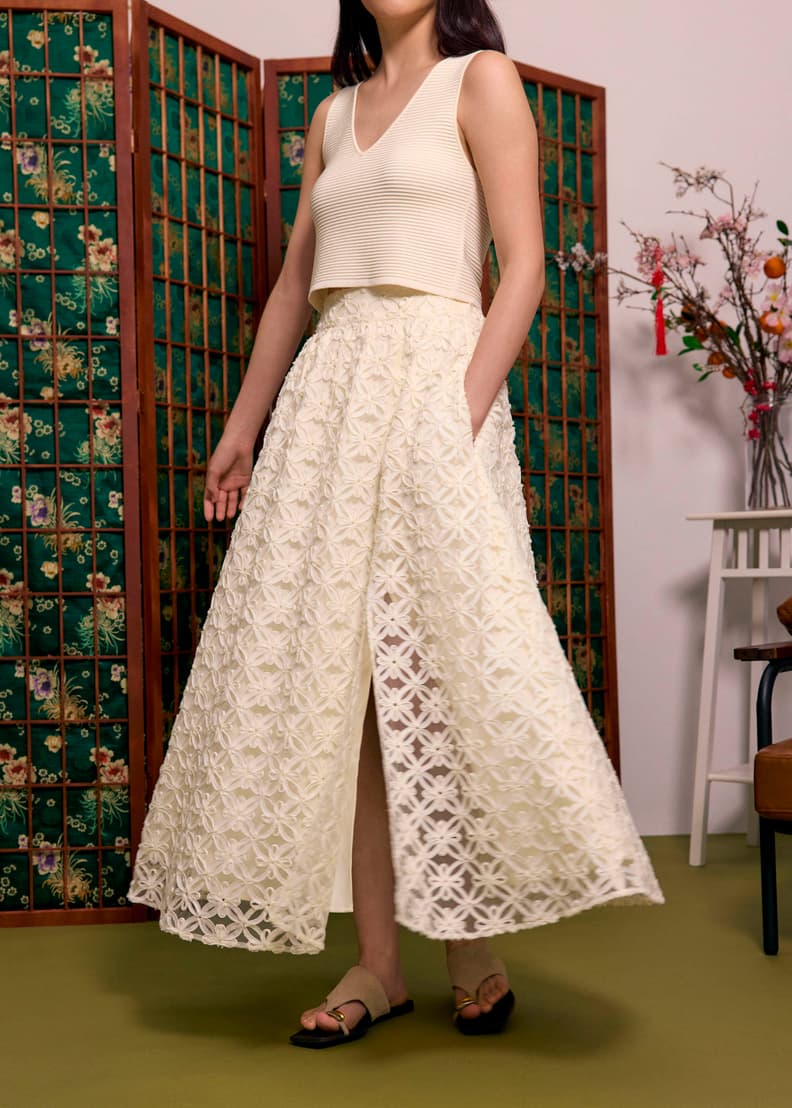 PARTIMENTO WOMAN ♥ LACE FLARE MAXI SKIRT/追跡付 Lace High Waist Flare Maxi Skirt | Love, Bonito SG