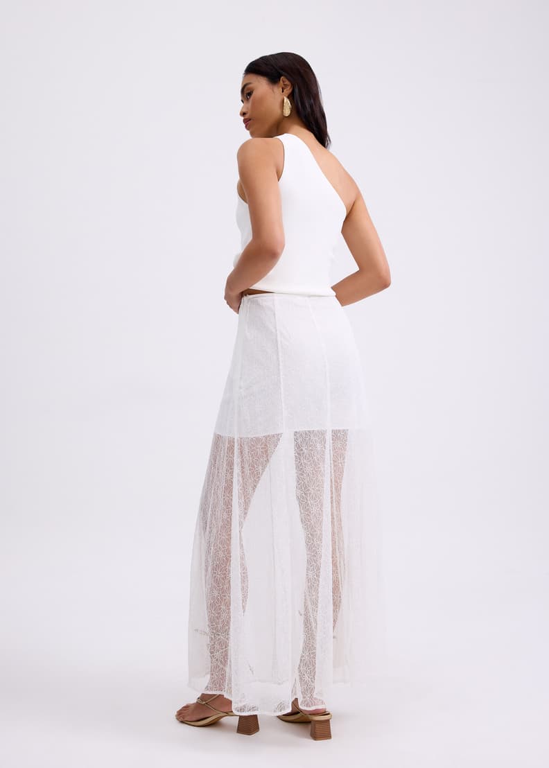 ★SHAKIRI★SOFTY DOT PIQUE DRESS (WHITE)★正規品/韓国送料込 Sheer Lace A-Line Maxi Skirt | Love, Bonito HK