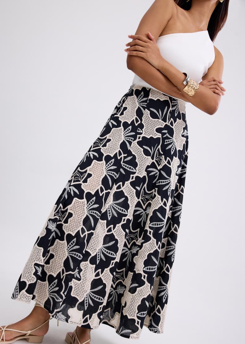 新品 UJOH×LOKITHO Embroidery  Flare Skirt Amazon.com: ZAJ Falda Women's 3D Floral Embroidery Midi