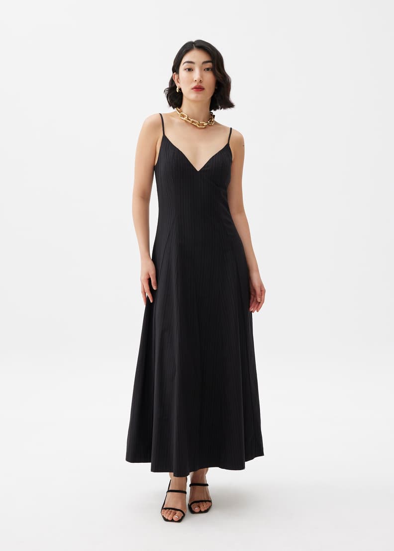 Black Luxe Embellished Detail Fit & Flare Dress
