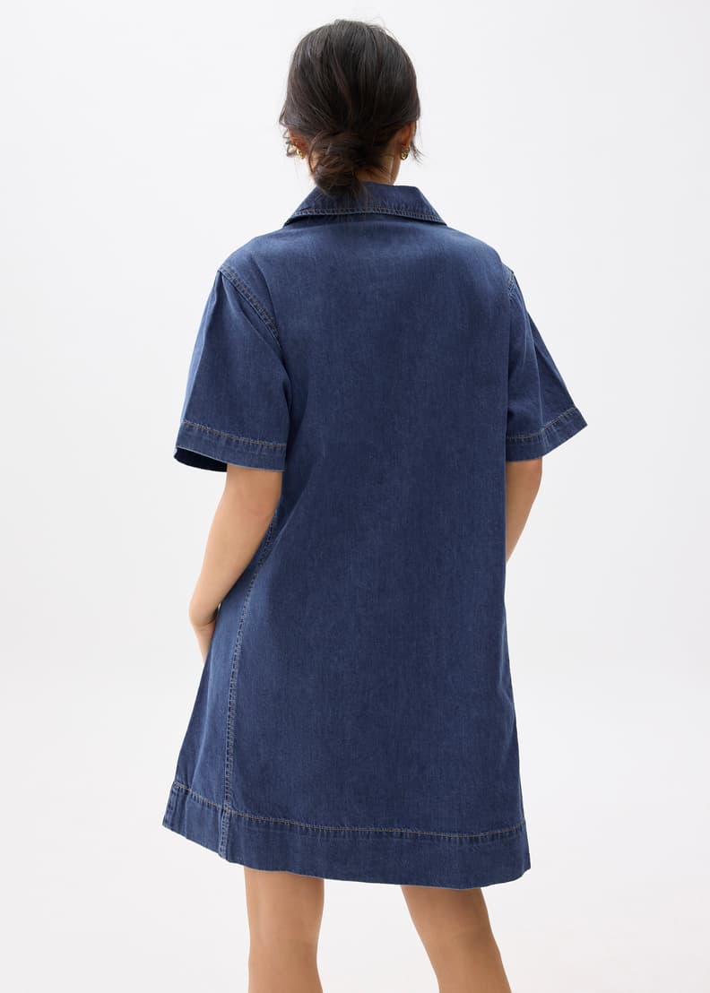 Denim Collared Trapeze Dress | Love, Bonito US