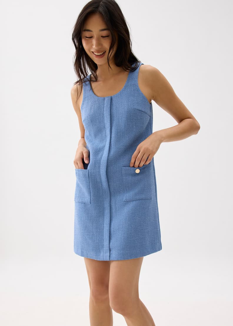 激安価格の Tweed Scoop SG Bonito Love, | Dress Mini Shift Neck スーツ・フォーマル・ドレス