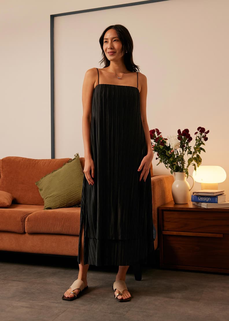 Plisse Trapeze Column Midaxi Dress | Love, Bonito US
