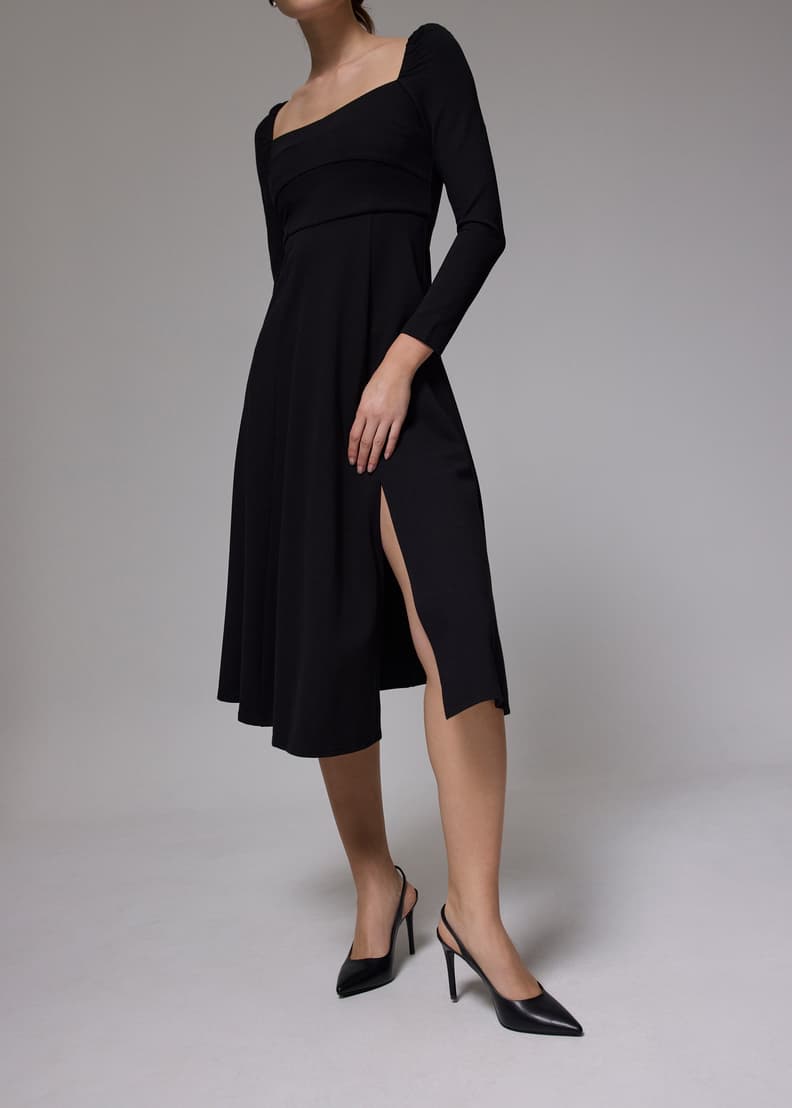 Jersey Square Neck Fit & Flare Midi Dress | Love, Bonito INTL
