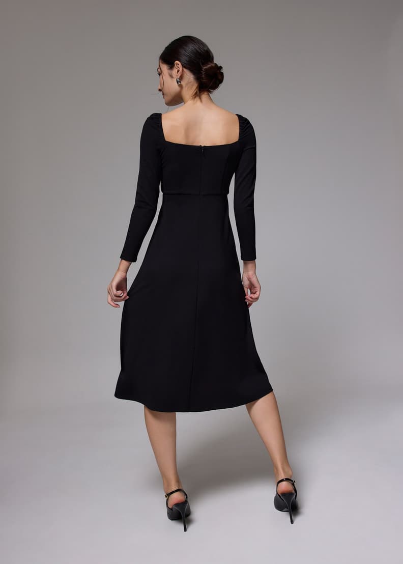国内外の人気が集結 Square Jersey Neck ID Bonito Love, | Dress Midi Flare & Fit ワンピース