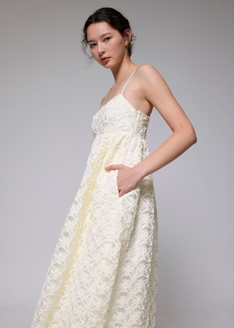 Lace Square Neck Fit & Flare Maxi Dress | Love, Bonito SG