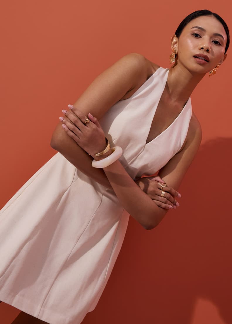 Padded Panelled Halter Fit & Flare Mini Dress | Love, Bonito US