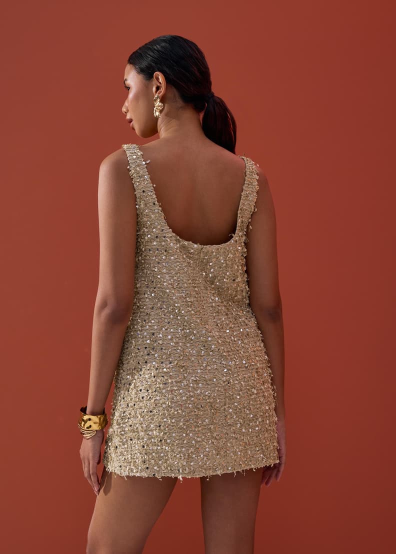 Sequin Square Neck A-line Mini Dress | Love, Bonito ID