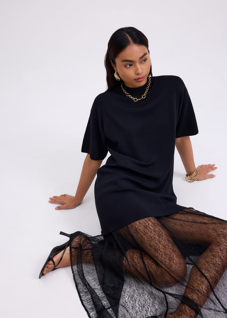 Knit Round Neck Shift Mini Dress | Love, Bonito INTL