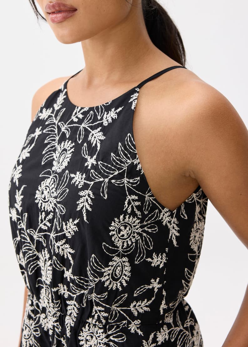 Floral Broderie Round Neck Romper | Love, Bonito US