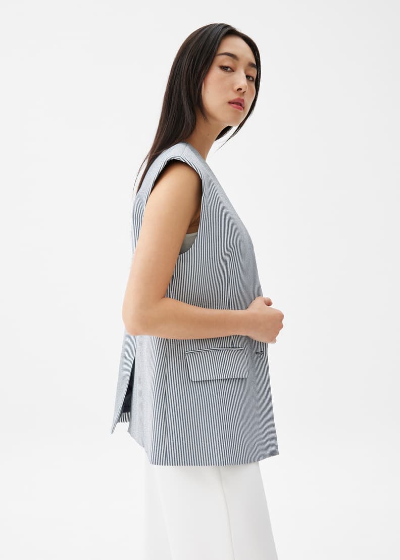 Striped V-neck Tailored Vest | Love, Bonito US