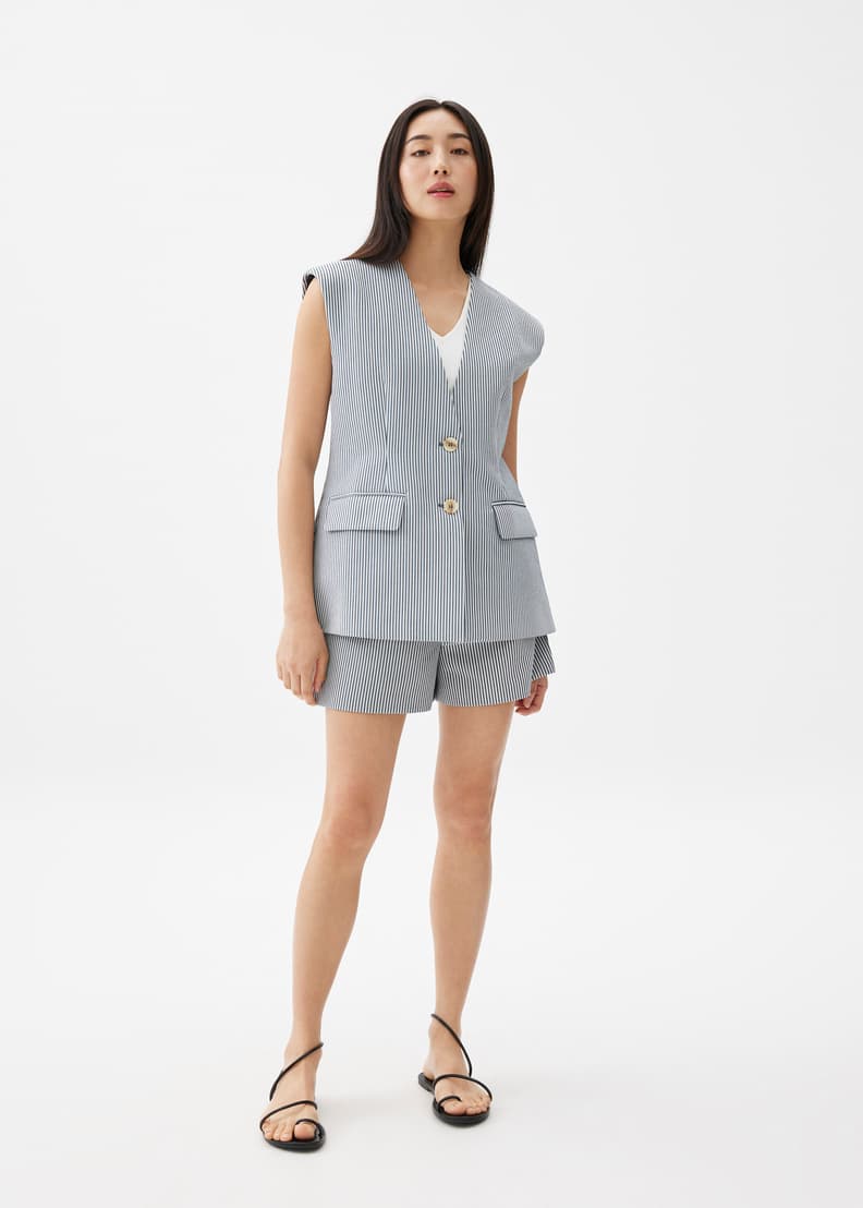 Ruffle Leather Vest with Zipper Detail | Madonna & Co