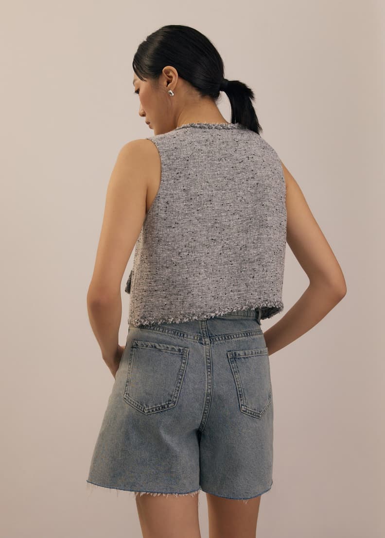 新品未使用 saqui herringbone v-neck pull-over Deep V Neck Pullover / Greige | FUSA