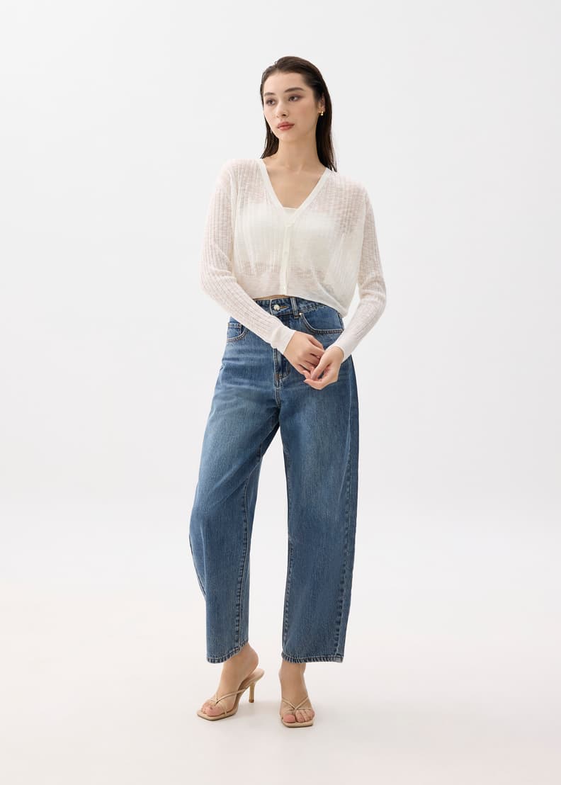 Sheer V-neck Crop Knit Cardigan | Love, Bonito INTL Sheer V-neck Crop Knit Cardigan | Love, Bonito INTL
