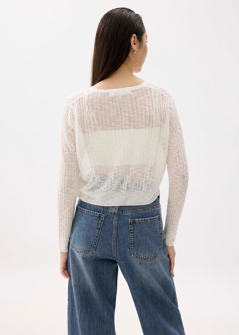 Sheer V-neck Crop Knit Cardigan | Love, Bonito US