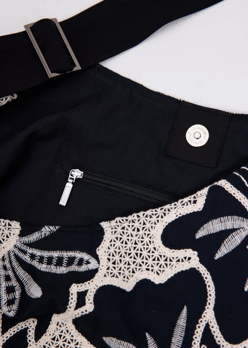 Adjustable Tote Bag in Midnight Blooms Broderie | Love